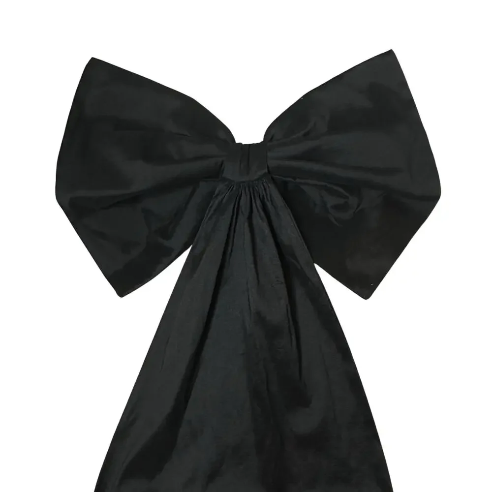 Betsey Johnson Claire Black Ruched Mini Wedding Dress Bow Whimsygoth Strapless L - Picture 14 of 16